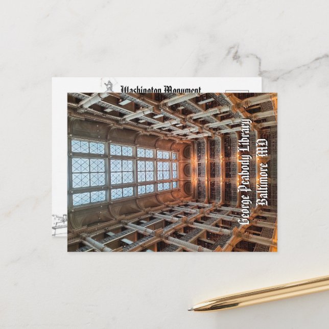 Baltimore Landmarks Postcard Peabody Library Photo Postkarte (Vorderseite/Rückseite Beispiel)