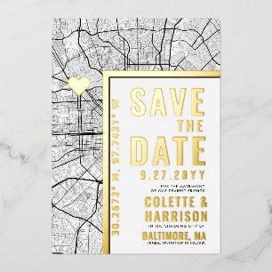 Baltimore Love Locator   Hochzeits-Save-the-Date Folieneinladung