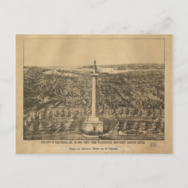 Baltimore, Maryland 1880 Postkarte (Vorderseite)