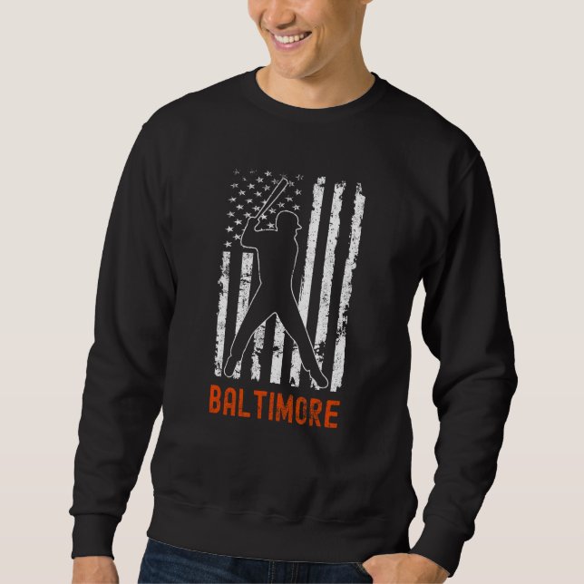 Baltimore Maryland American Flag Baseball Weathere Sweatshirt (Vorderseite)