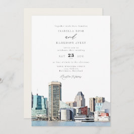 BALTIMORE MARYLAND Aquarell Illustration Hochzeit Einladung