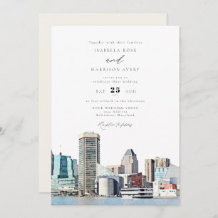 BALTIMORE MARYLAND Aquarell Illustration Hochzeit Einladung