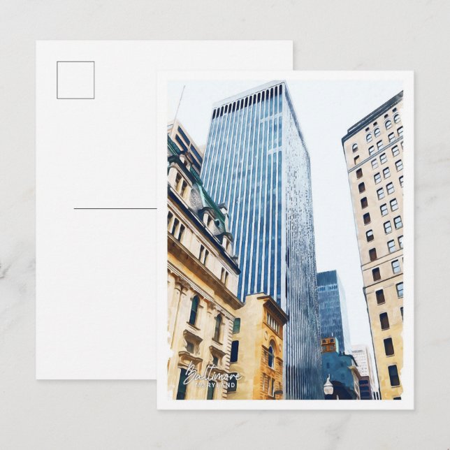 Baltimore Maryland Beautiful Oil Painting City Postkarte (Vorne/Hinten)