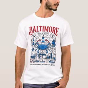 Baltimore Maryland Blaue Krabbe Und Hafenillustrat T-Shirt