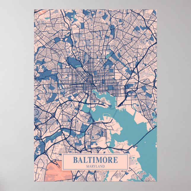 Baltimore - Maryland Breezy City Map Poster (Vorne)