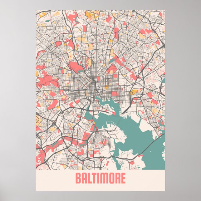 Baltimore - Maryland Chalk City Map Poster (Vorne)