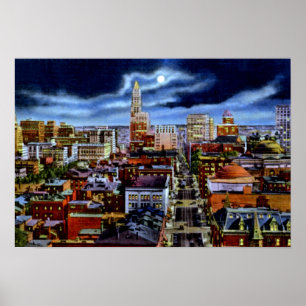 Baltimore Maryland City Skyline bei Nacht Poster