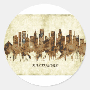 Baltimore Maryland Cityscape Runder Aufkleber