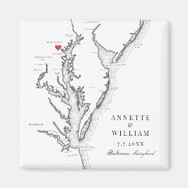 Baltimore Maryland Elegante Schwarz-weiße Hochzeit Magnet