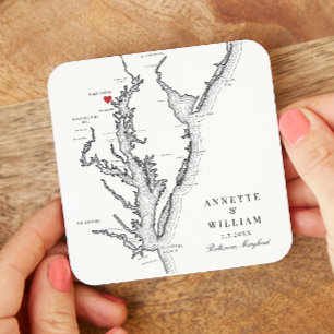 Baltimore Maryland Elegante Schwarz-weiße Hochzeit Rechteckiger Pappuntersetzer