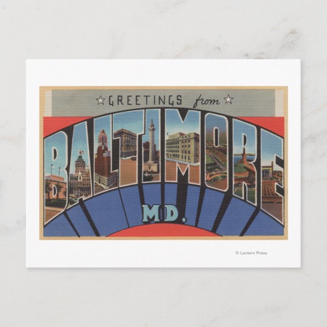 Baltimore, Maryland - Große Buchstabenszenen Postkarte (Vorderseite)