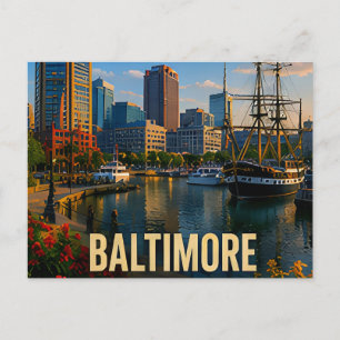 Baltimore Maryland Inner Harbor Reise Geschenk Postkarte
