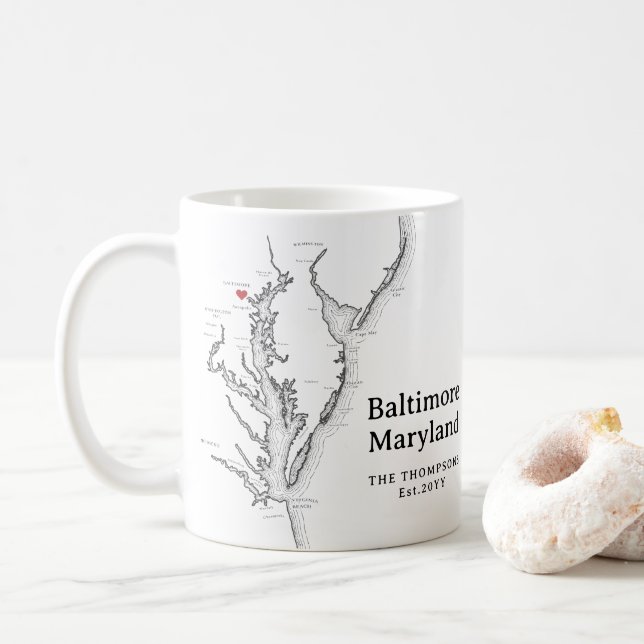 Baltimore Maryland Karte Geschenk Schwarz-Weiß Kaffeetasse (Mit Donut)
