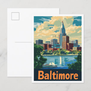 Baltimore Maryland Kunst Vintage Reiseillustration Postkarte