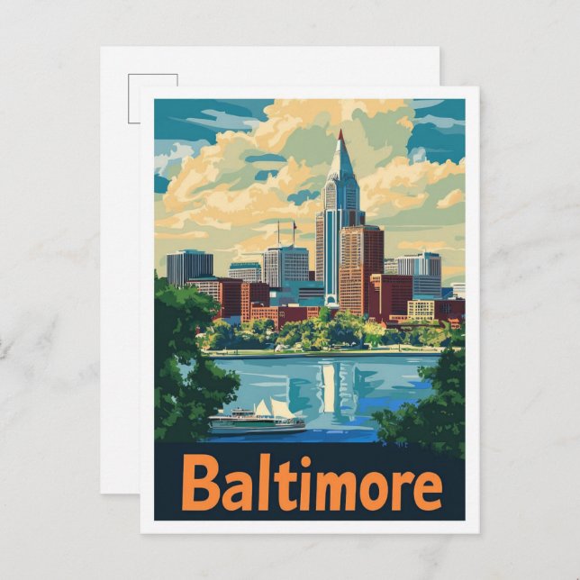 Baltimore Maryland Kunstvoll wandern im Vintage Postkarte (Vorne/Hinten)