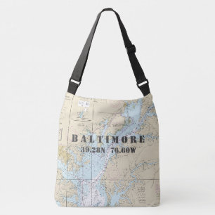 Baltimore Maryland Latitude Longitude Nautical Tragetaschen Mit Langen Trägern