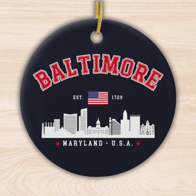 Baltimore Maryland Modern Skyline city Keramik Ornament (Von Creator hochgeladen)