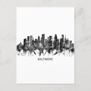 Baltimore Maryland Skyline BW Feiertagspostkarte
