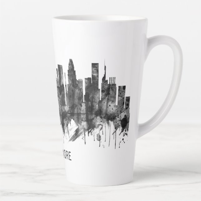 Baltimore Maryland Skyline BW Milchtasse (Rechts)