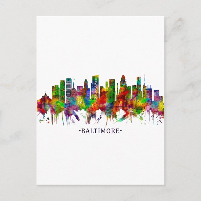 Baltimore Maryland Skyline Feiertagspostkarte (Vorderseite)