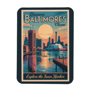 Baltimore Maryland Skyline Reise Kunst Vintage Magnet