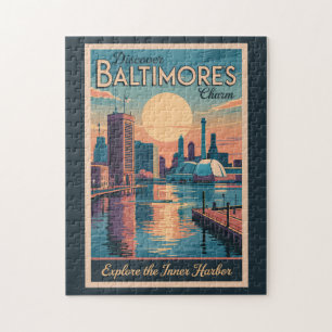 Baltimore Maryland Skyline Reise Kunst Vintage Puzzle