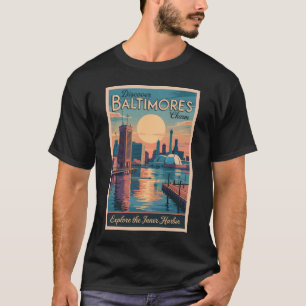 Baltimore Maryland Skyline Reise Kunst Vintage T-Shirt