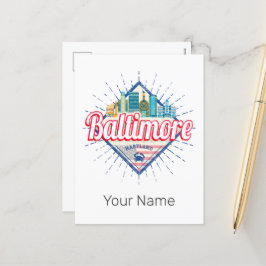 Baltimore Maryland United Staaten Skyline Vintag Feiertagspostkarte