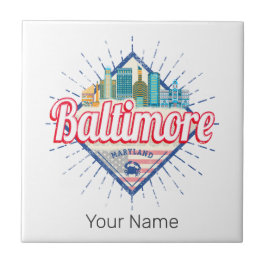 Baltimore Maryland United Staaten Skyline Vintag Fliese