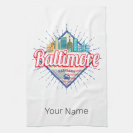 Baltimore Maryland United Staaten Skyline Vintag Geschirrtuch