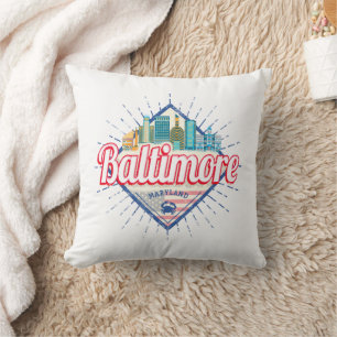 Baltimore Maryland United Staaten Skyline Vintag Kissen