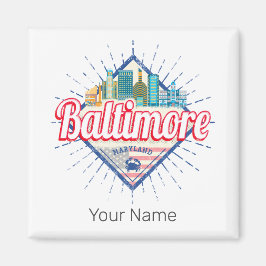 Baltimore Maryland United Staaten Skyline Vintag Magnet