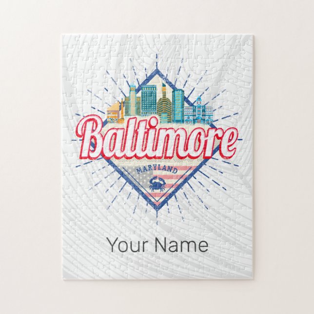 Baltimore Maryland United Staaten Skyline Vintag Puzzle (Vertikal)