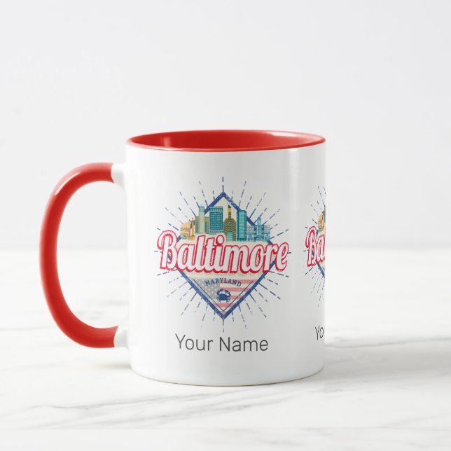 Baltimore Maryland United Staaten Skyline Vintag Tasse (Links)