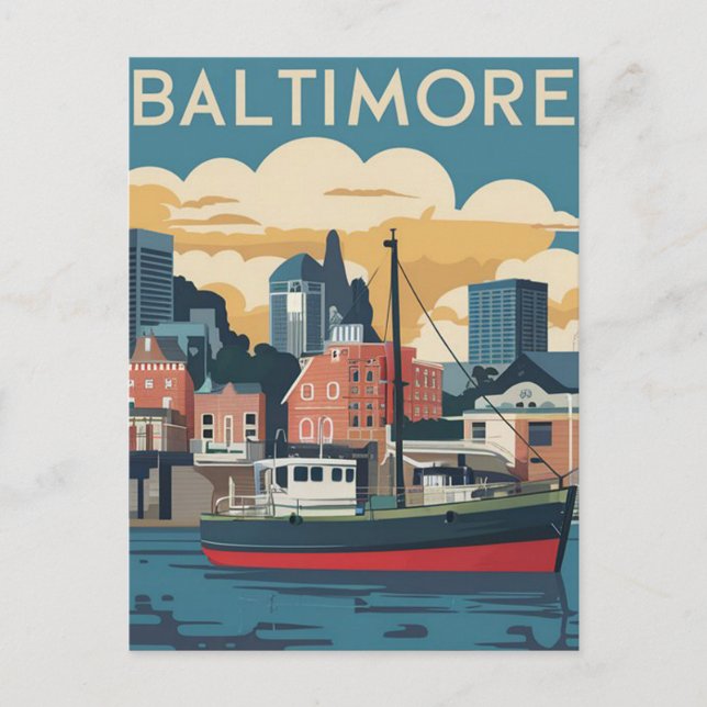 Baltimore, Maryland, USA Illustration Postkarte (Vorderseite)