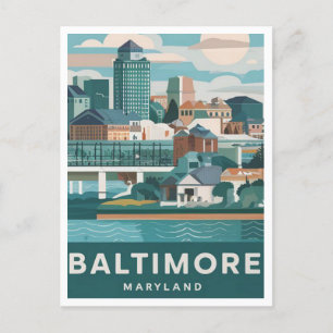 Baltimore, Maryland, USA Illustration Postkarte