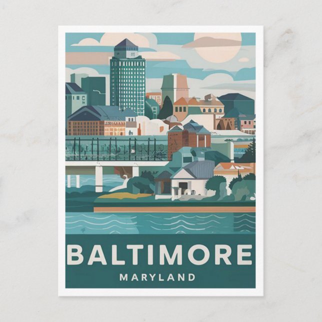 Baltimore, Maryland, USA Illustration Postkarte (Vorderseite)