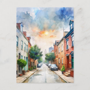Baltimore, Maryland, USA Straße Aquarell Postkarte
