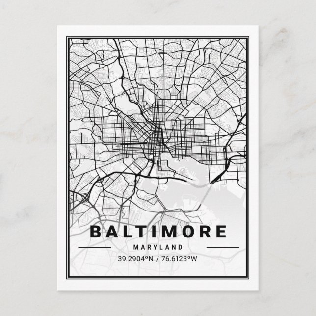 Baltimore Maryland USA Travel City Map Postkarte (Vorderseite)