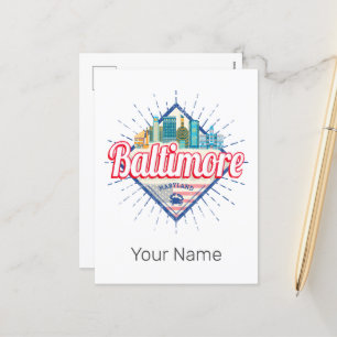 Baltimore Maryland Vereinigte Staaten Skyline Vint Feiertagspostkarte