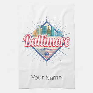 Baltimore Maryland Vereinigte Staaten Skyline Vint Geschirrtuch