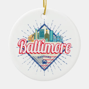 Baltimore Maryland Vereinigte Staaten Skyline Vint Keramik Ornament