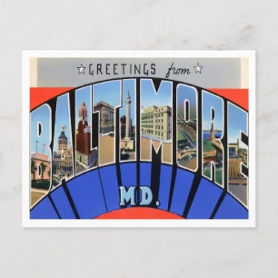 Baltimore, Maryland Vintag Big Letters Postcard Postkarte