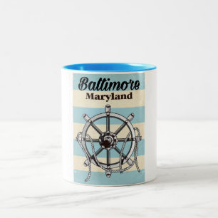 Baltimore Maryland Vintage nautisches Reiseplakat Zweifarbige Tasse