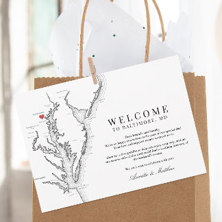 Baltimore Maryland Wedding Welcome Itinerary Dankeskarte