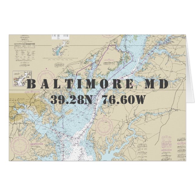 Baltimore MD Chesapeake Nautic Navigation Chart (Vorderseite (Horizontal))