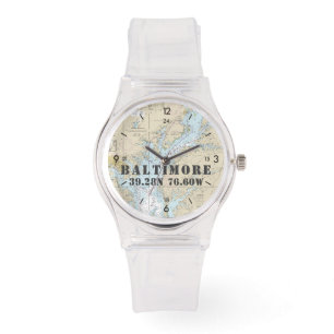 Baltimore MD Latitude Längengrad Nautical Boater Armbanduhr