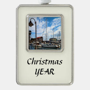 Baltimore MD - Marina Near Fells Point Rahmen-Ornament Silber