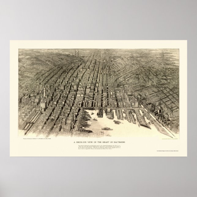 Baltimore, MD Panoramic Map - 1912 Poster (Vorne)