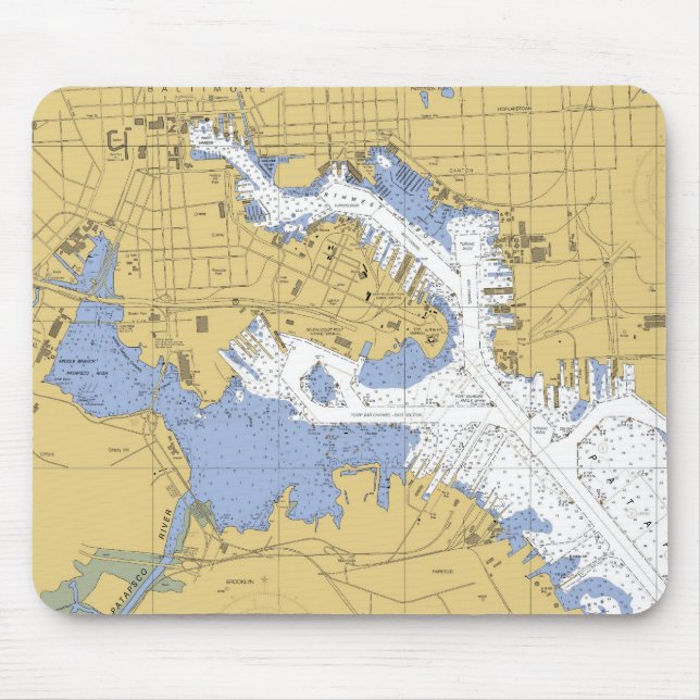 Baltimore, MD-Seehafen-Diagramm Mousepad (Vorne)